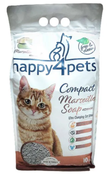 Happy4Pets Marsilya Sabun Kokulu İnce Taneli 10 kg Kedi Kumu