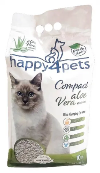 Happy4Pets Topaklaşan Aloevera Kokulu İnce Taneli 10 kg Kedi Kumu