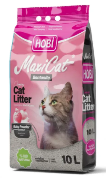 Hobi Maxicat Bebek Pudaralı Bentonit 10 lt Kedi Kumu