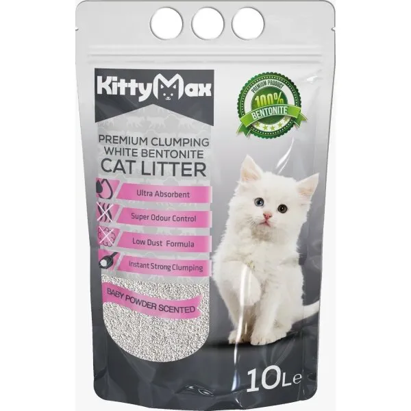 KittyMax Bebek Pudrası Kokulu Bentonit 10 lt Kedi Kumu