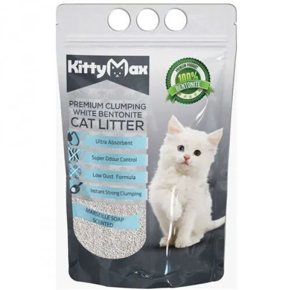KittyMax Marsilya Sabun Kokulu Topaklanan İnce Taneli 5 lt Kedi Kumu