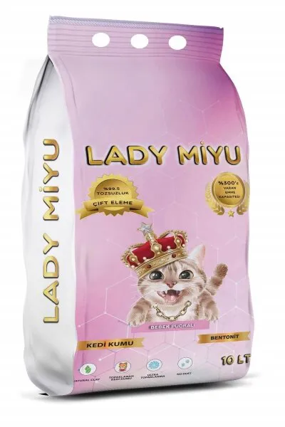 Lady Miyu Bebek Pudralı Topaklanan 10 lt Kedi Kumu