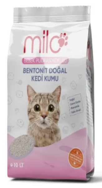 Milo Bebek Pudralı Kokulu topaklaşan İnce 10 lt Kedi Kumu