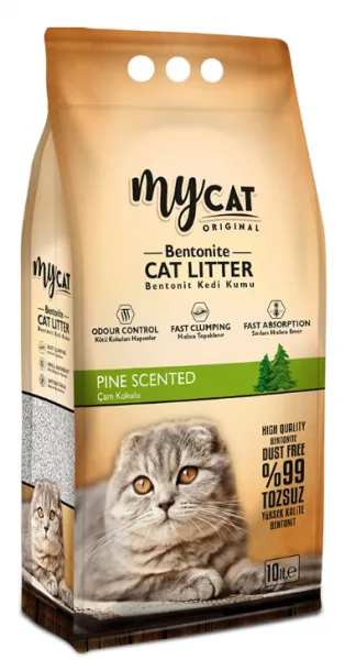 Mycat Bentonit İnce Taneli Çam Kokulu 10 lt Kedi Kumu