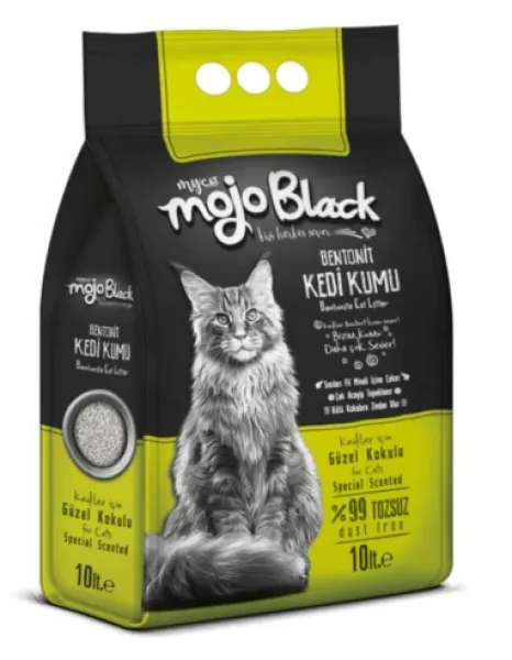 Mycat Mojo Black Bentonit Kokulu İnce Taneli 10 lt Kedi Kumu