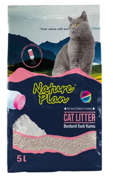 Nature Plan İnce Taneli Pudralı Bentonit 5 lt Kedi Kumu