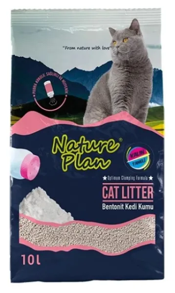 Nature Plan Kalın Taneli Pudra Kokulu Bentonit 10 lt Kedi Kumu