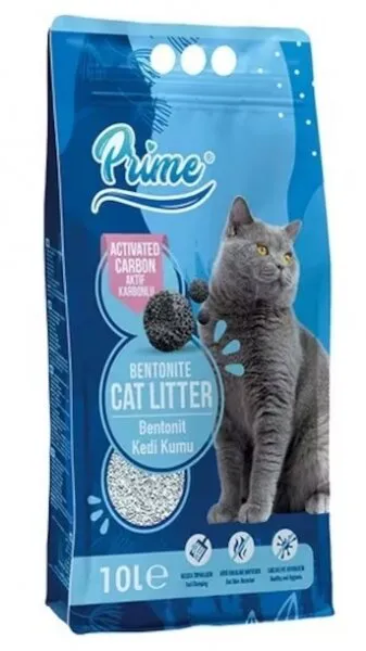 Prime Bentonit Aktif Karbon Topaklaşan 10 lt Kedi Kumu