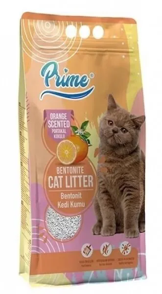 Prime Bentonit Portakal Kokulu Topaklaşan İnce 5 lt Kedi Kumu