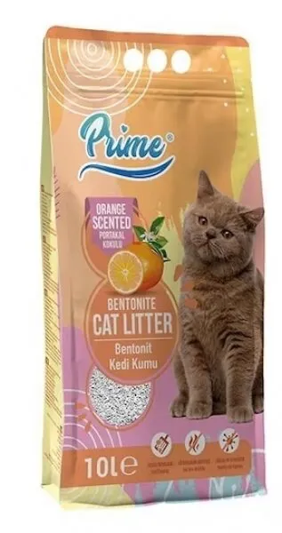 Prime Bentonit Portakal Kokulu Topaklaşan Kalın 10 lt Kedi Kumu