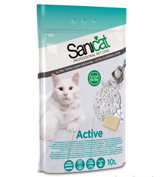 Sanicat Active Marsilya Sabunu Kokulu Kalın Taneli 10 lt Kedi Kumu