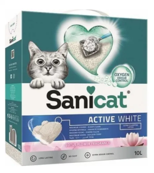 Sanicat Active White Lotus Flower Topaklanan 10 lt Kedi Kumu