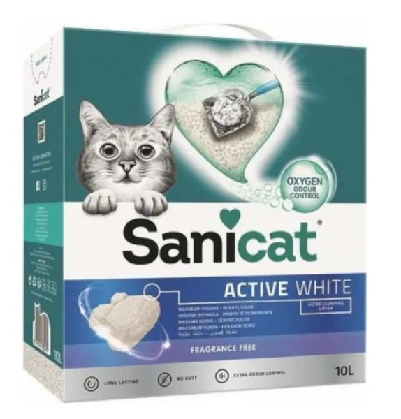 Sanicat Active White Ultra Topaklanan 10 lt Kedi Kumu