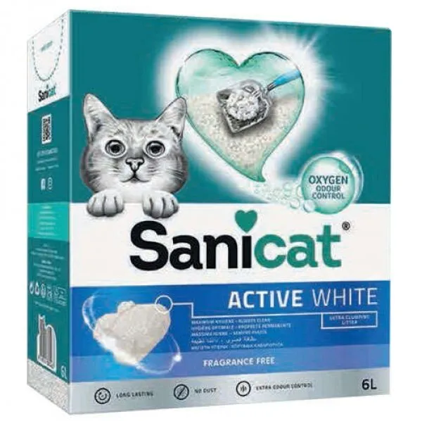 Sanicat Active White Ultra Topaklanan 6 lt Kedi Kumu