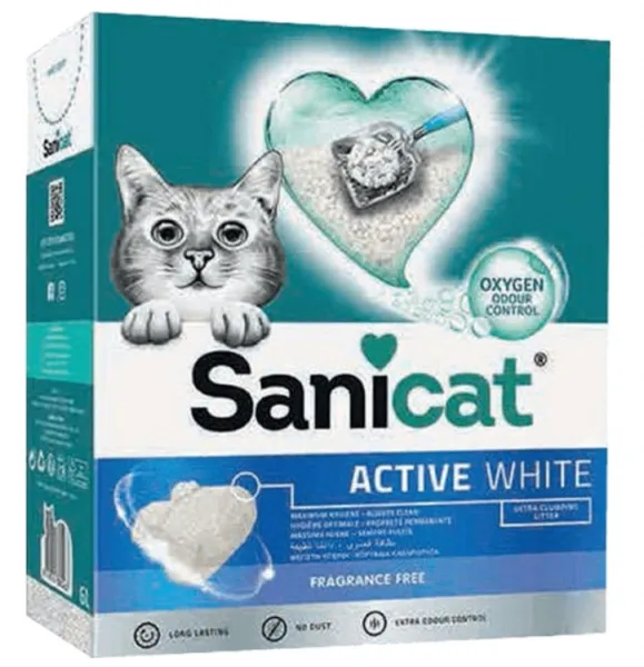 Sanicat Active White Ultra Topaklanan İnce Taneli 10 lt Kedi Kumu