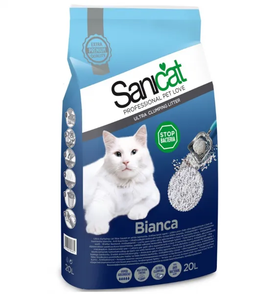 Sanicat Bianca Antibakteriyel Doğal 20 lt Kedi Kumu