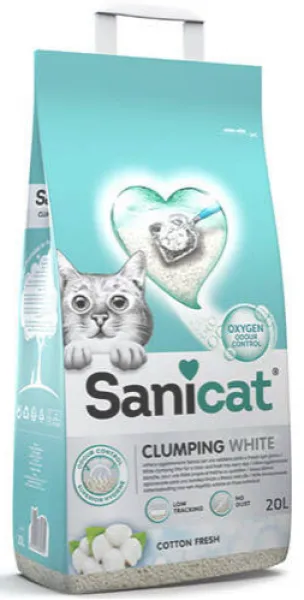 Sanicat Clumping White Cotton Fresh Oksijen Kontrol 10 lt Kedi Kumu