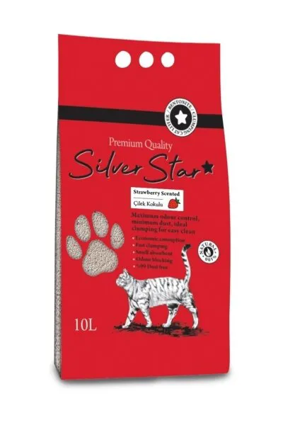 Silver Star Çilek Kokulu Topaklaşan Bentonit 10 lt Kedi Kumu