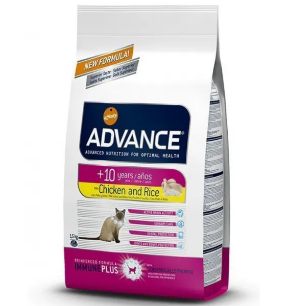 Advance Senior +10 Tavuklu ve Pirinçli 1.5 kg Kedi Maması