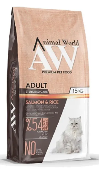 Animal World Somonlu Kısırlaştırılmış 15 kg Kedi Maması