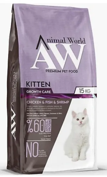 Animal World Tavuk Balık ve Karidesli Yavru 15 kg Kedi Maması
