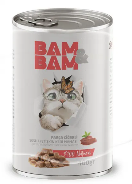 Bam&bam Ciğerli Soslu Yetişkin 400 gr Kedi Maması