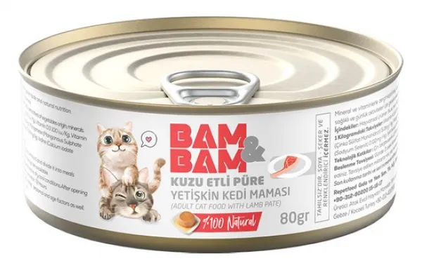 Bam&bam Kuzu Etli Soslu Yetişkin 80 gr Kedi Maması