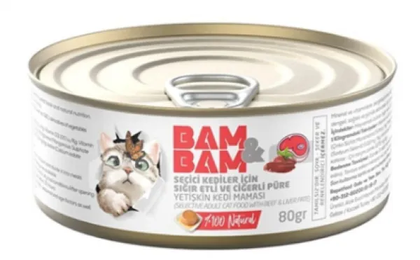 Bam&bam Seçici Kediler Sığır Et ve Ciğerli Yetişkin 80 gr Kedi Maması