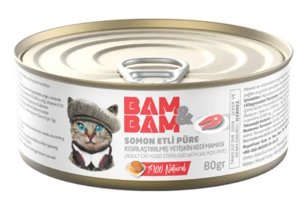Bam&bam Somonlu Kısırlaştırılmış Yetişkin 80 gr Kedi Maması