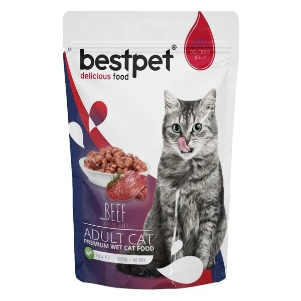 Bestpet Adult Jelly Pouch Biftekli 85 gr Biftek Kedi Maması