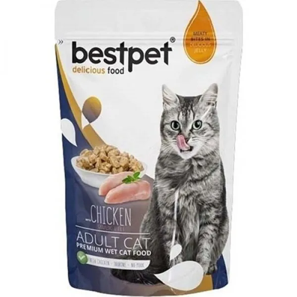 Bestpet Adult Jelly Pouch Tavuklu 85 gr Tavuk Kedi Maması