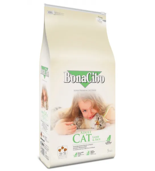 BonaCibo Adult Kuzu Etli ve Pirinçli 5 kg Kedi Maması