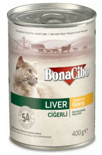 BonaCibo Soslu Ciğerli Yaş 400 gr Kedi Maması