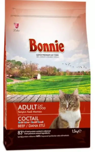 Bonnie Beef Dana Etli Renkli Taneli 1.5 kg Kedi Maması
