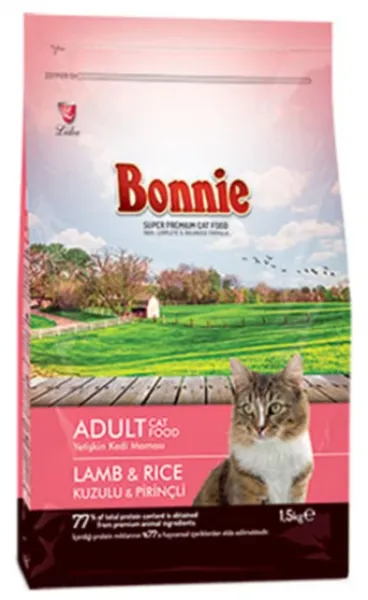 Bonnie Kuzu Etli Pirinçli Yetişkin 1.5 kg Kedi Maması
