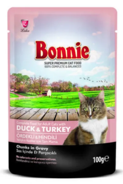 Bonnie Ördekli Ve Hindili Pouch Jelly 100 gr Kedi Maması