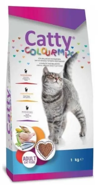 Catty Colour Mix Renkli Taneli Yetişkin 1 kg Kedi Maması