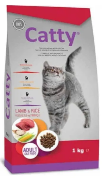 Catty Kuzu Etli Pirinçli Yetişkin 1 kg Kedi Maması