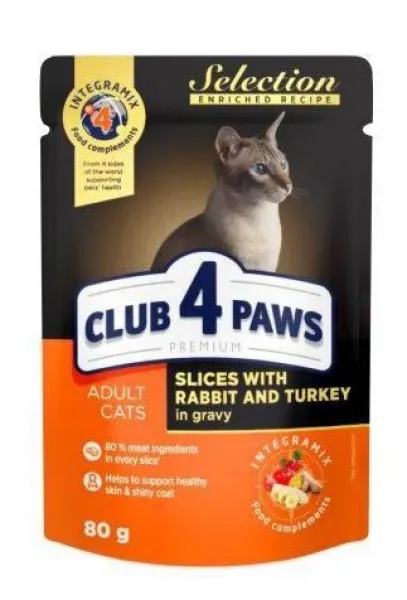 Club4Paws Tavşan Hindi Selection 80 gr Kedi Maması