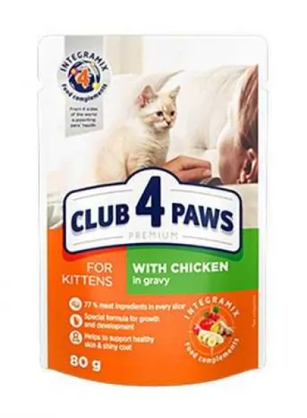 Club4Paws Tavuklu Premium Pouch Yavru 100 gr Kedi Maması