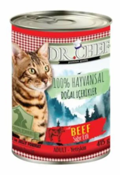 Dr.Chef Tahılsız Sığır Etli Yetişkin 415 gr Kedi Maması
