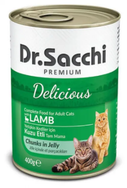 Dr.Sacchi Jöle Et Parçalı Kuzu Etli  400 gr Kedi Maması