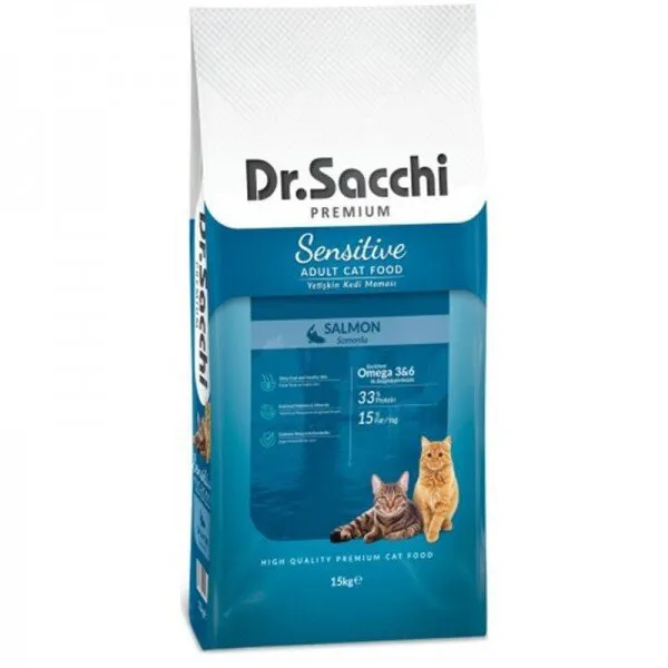 Dr.Sacchi Premium Sensitive Somonlu Yetişkin 15 kg Kedi Maması