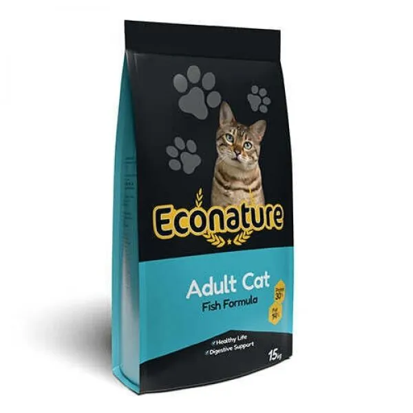 Econature Balıklı Yetişkin Renkli Taneli 15 kg Kedi Maması