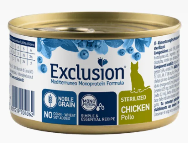 Exclusion Noble Grain Kısıllaştırılmış Tavuk Etli 85 gr Kedi Maması