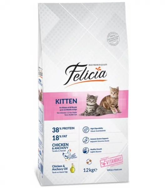 Felicia Kitten Tavuklu Hamsili 12 kg Kedi Maması