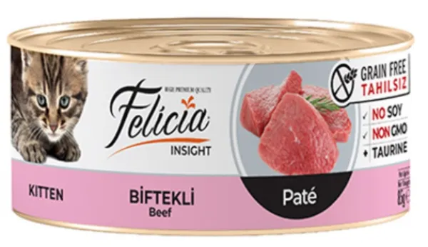 Felicia Tahılsız Biftekli Kıyılmış Yavru 85 gr Kedi Maması