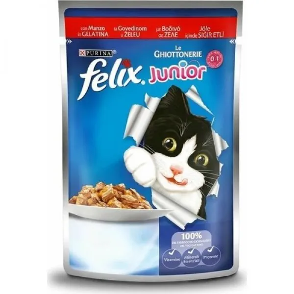 Felix Junior Sığır Etli Yaş 100 gr Kedi Maması