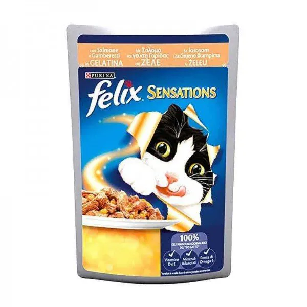 Felix Sensations Somonlu ve Karidesli Yaş 100 gr Kedi Maması