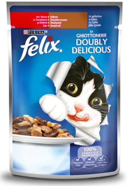 Felix Sığır Etli ve Ciğerli Pouch 100 gr Kedi Maması